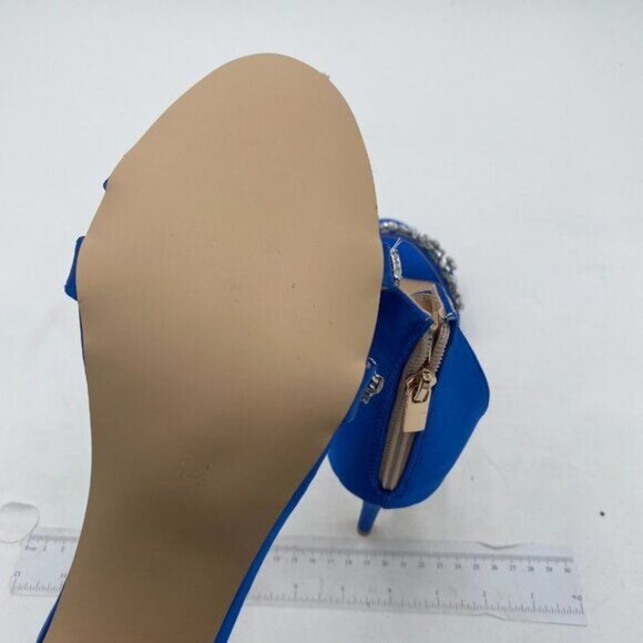 XYD Royal Blue High Heel Rhinestone Strappy Sandals Open Toe Ankle Strap Shoes - Picture 6 of 8